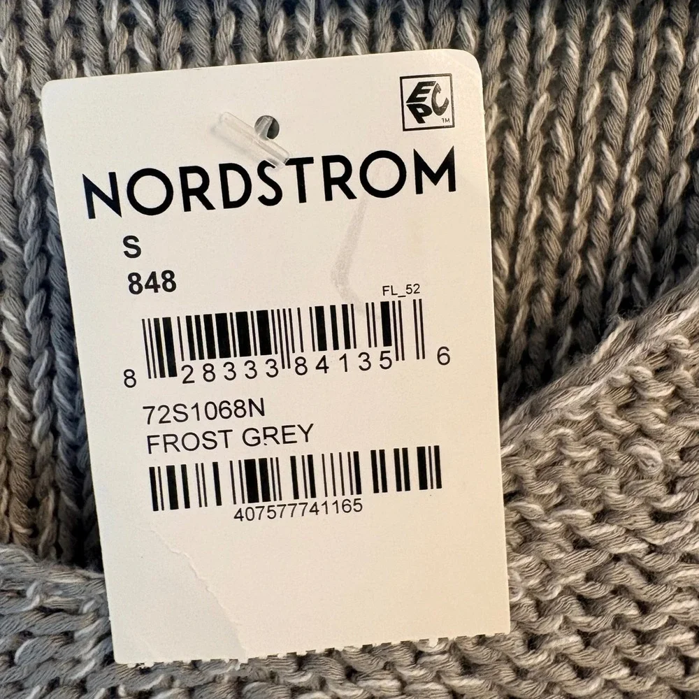 RDI Frost Grey V-Neck Sweater Quilted Elbow Patches High Low Hem Small NWT